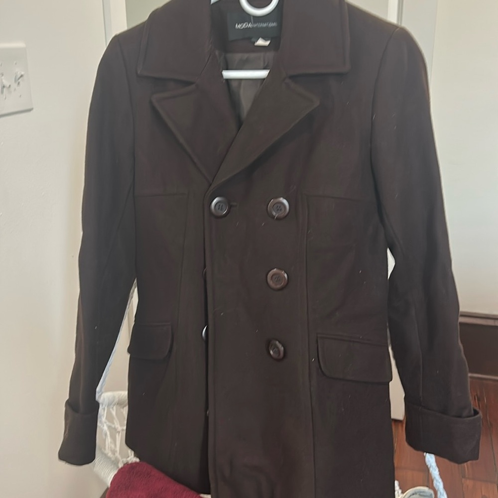 Brown small medium length peacoat